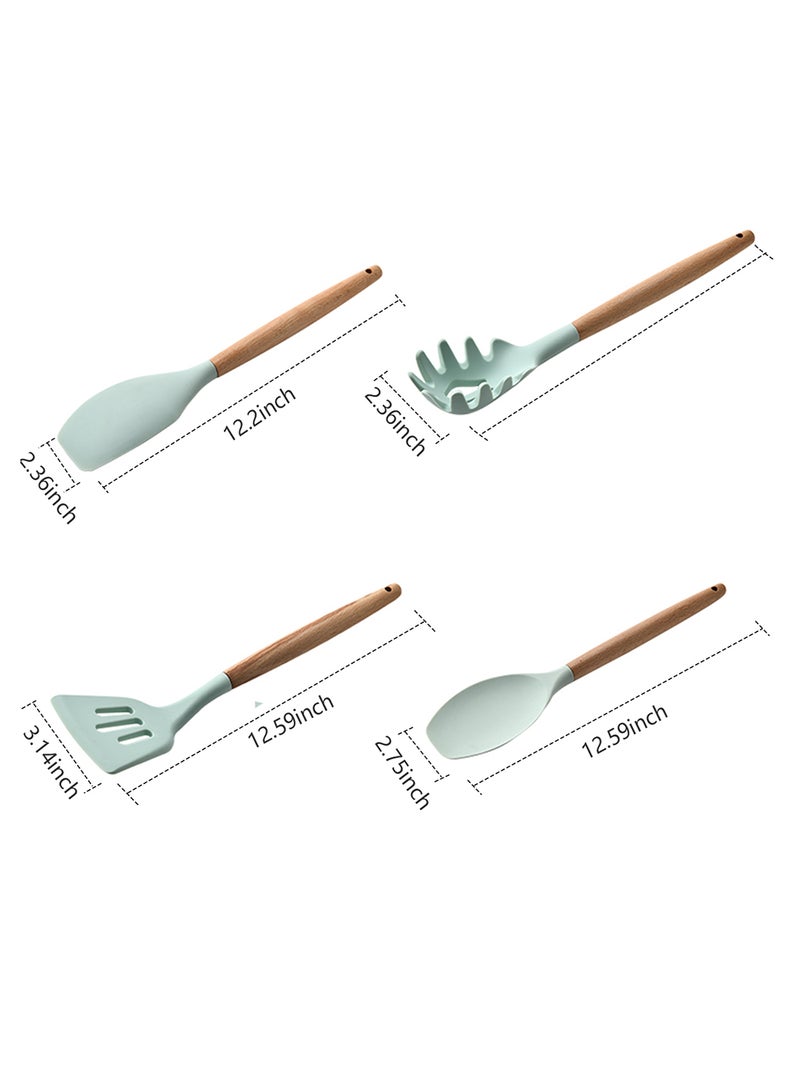 طقم أدوات طهي للمطبخ مكون من 10 قطع أخضر / بني - Image 3