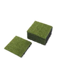 Pack Of 9 Artificial Grass Floor Decking Tiles Set green 30x30x2centimeter