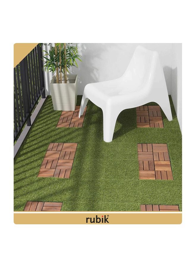 Rubik - Pack Of 9 Artificial Grass Floor Decking Tiles Set green 30x30x2centimeter - Image 1
