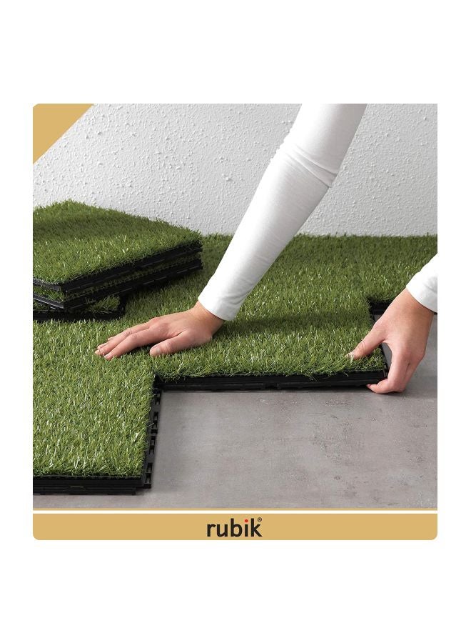 Rubik - Pack Of 9 Artificial Grass Floor Decking Tiles Set green 30x30x2centimeter - Image 1