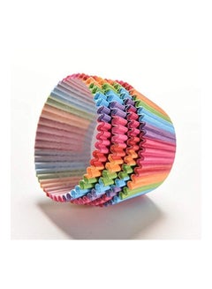 YOSOO Pack Of 100 Rainbow Paper Cake Cup Green/Blue/Orange 7x5x3centimeter  - Image 2