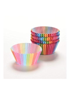 YOSOO Pack Of 100 Rainbow Paper Cake Cup Green/Blue/Orange 7x5x3centimeter  - Image 3