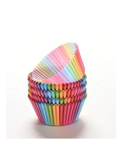 YOSOO Pack Of 100 Rainbow Paper Cake Cup Green/Blue/Orange 7x5x3centimeter  - Image 4