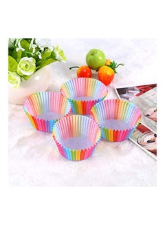 YOSOO Pack Of 100 Rainbow Paper Cake Cup Green/Blue/Orange 7x5x3centimeter  - Image 5