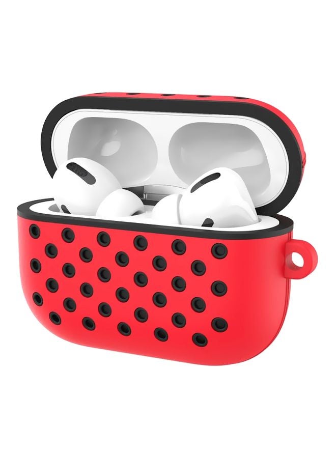 كبسول غطاء حماية واقٍ لسماعة أبل آيربودز برو أحمر وأسود - Image 1