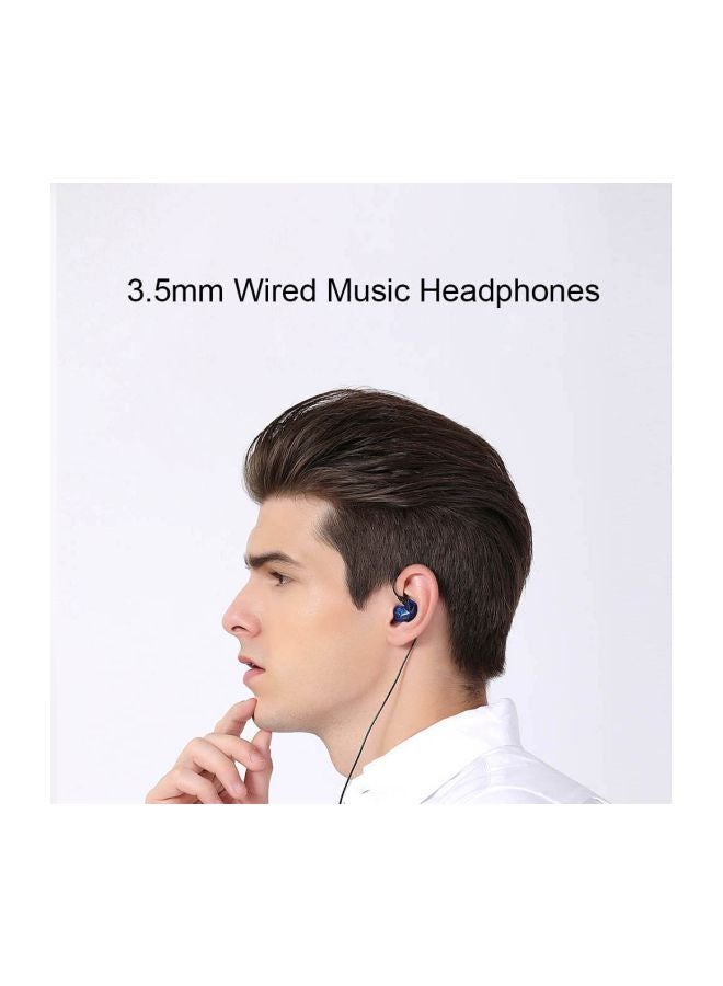 QKZ Wired In-Ear Earphones With Mic Blue/Black  - Image 3