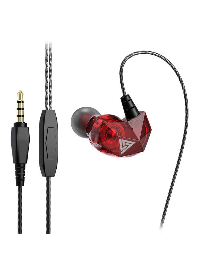 QKZ Wired In-Ear Earphones With Mic Red/Black  - Image 1