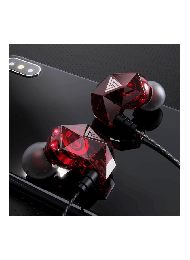 QKZ Wired In-Ear Earphones With Mic Red/Black  - Image 4