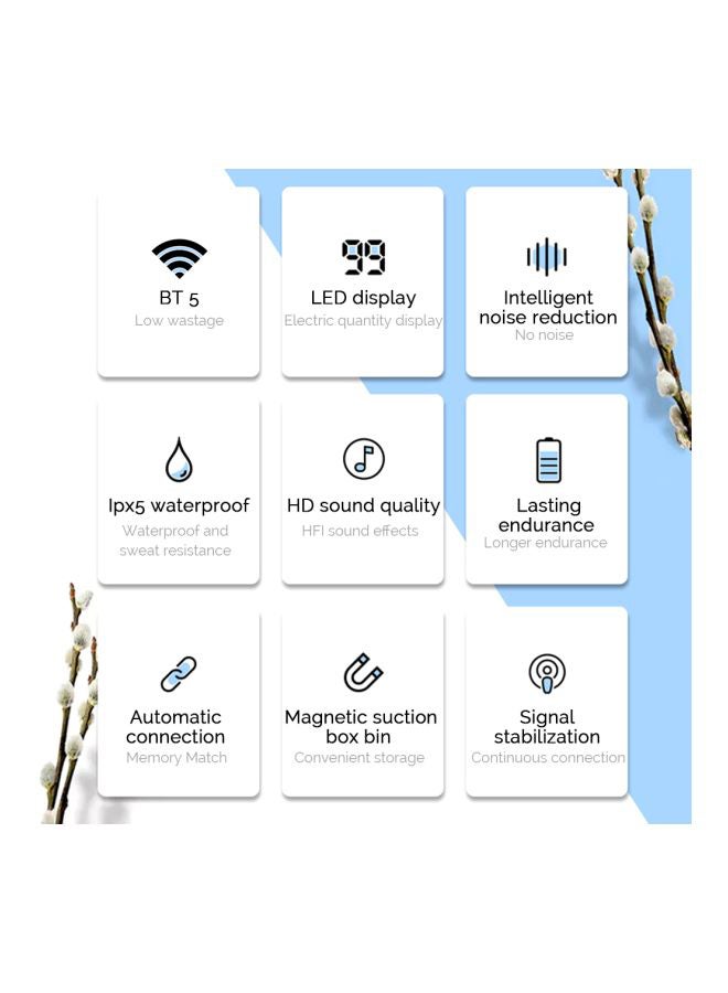 سماعة أذن داخلية تعمل بالبلوتوث مع ميكروفون وعلبة شحن أسود - Image 3