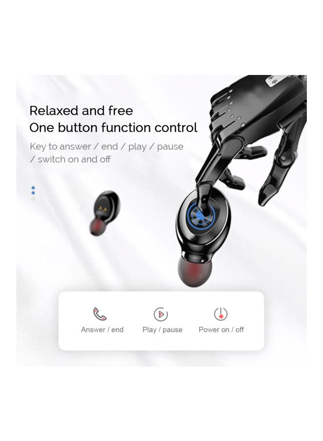 سماعة أذن داخلية تعمل بالبلوتوث مع ميكروفون وعلبة شحن أسود - Image 2
