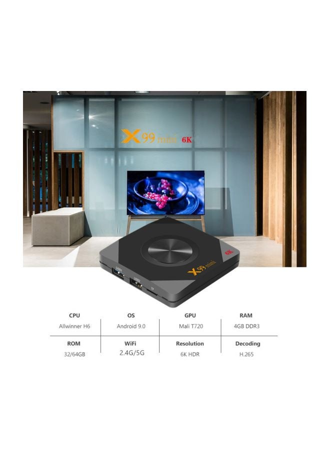 Android TV Set Top Box With Remote Control X99 Mini Black/Grey - Image 3