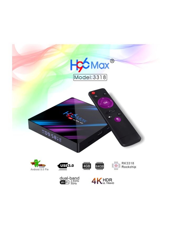 H96 Max Smart Android 9.0 TV Box With Remote Control H96 Black