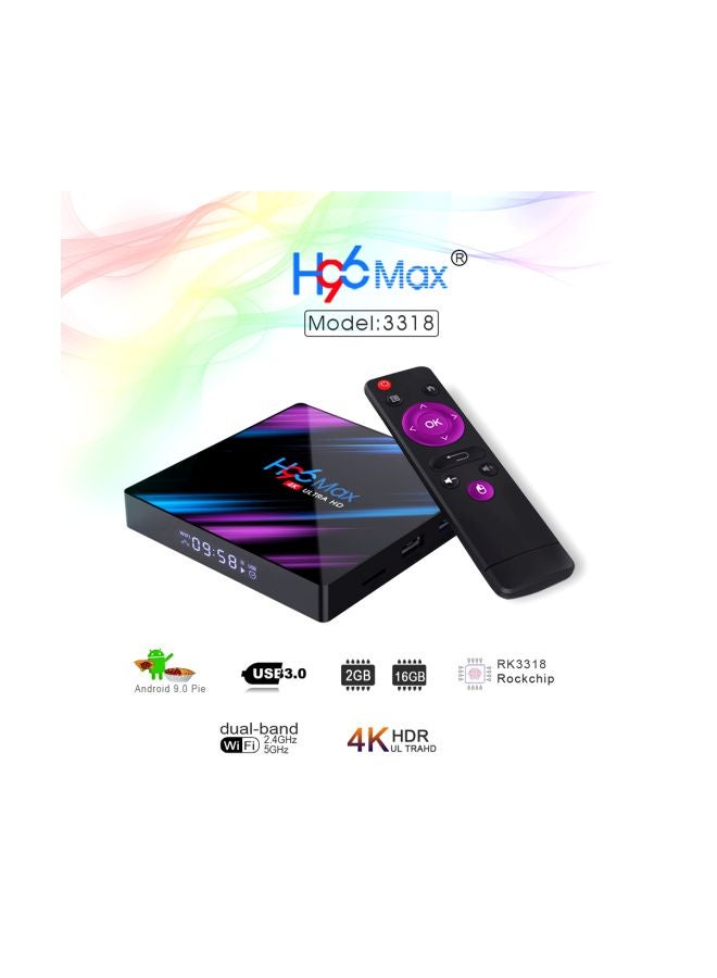 Generic - 4K Ultra HD Smart Android TV Box With Remote Control H96 Max Black/Purple/Blue - Image 1