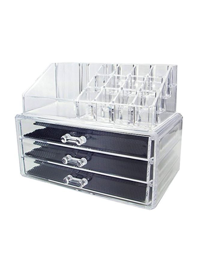 Ikee Design 2-Piece Acrylic Jewelry And Cosmetic Storage Display Boxes Clear/Black - Image 1