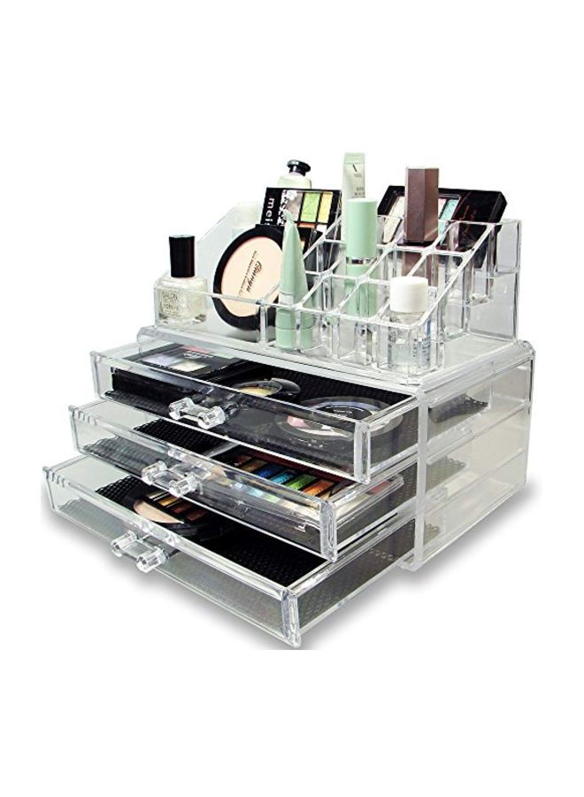 Ikee Design 2-Piece Acrylic Jewelry And Cosmetic Storage Display Boxes Clear/Black - Image 3