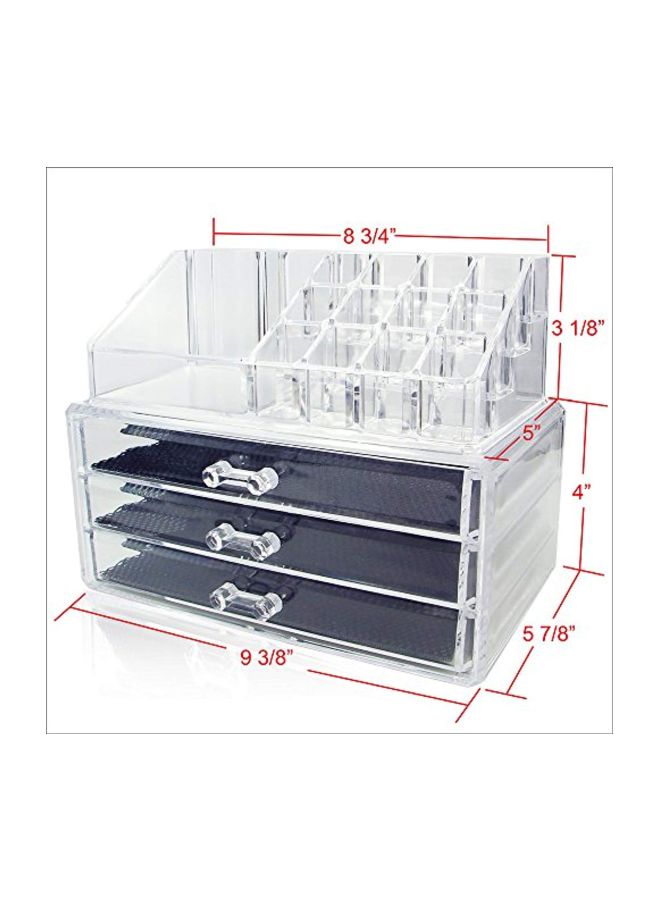 Ikee Design 2-Piece Acrylic Jewelry And Cosmetic Storage Display Boxes Clear/Black - Image 5