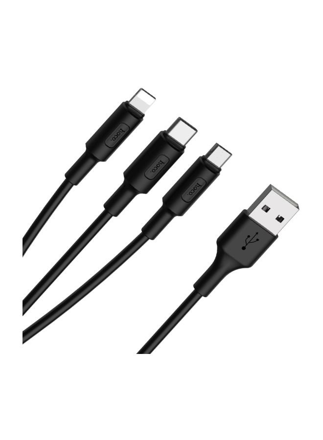 كابل شحن 3 في 1 بمنفذ USB أسود - Image 2