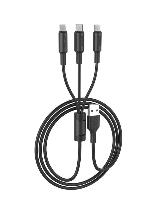 كابل شحن 3 في 1 بمنفذ USB أسود - Image 1