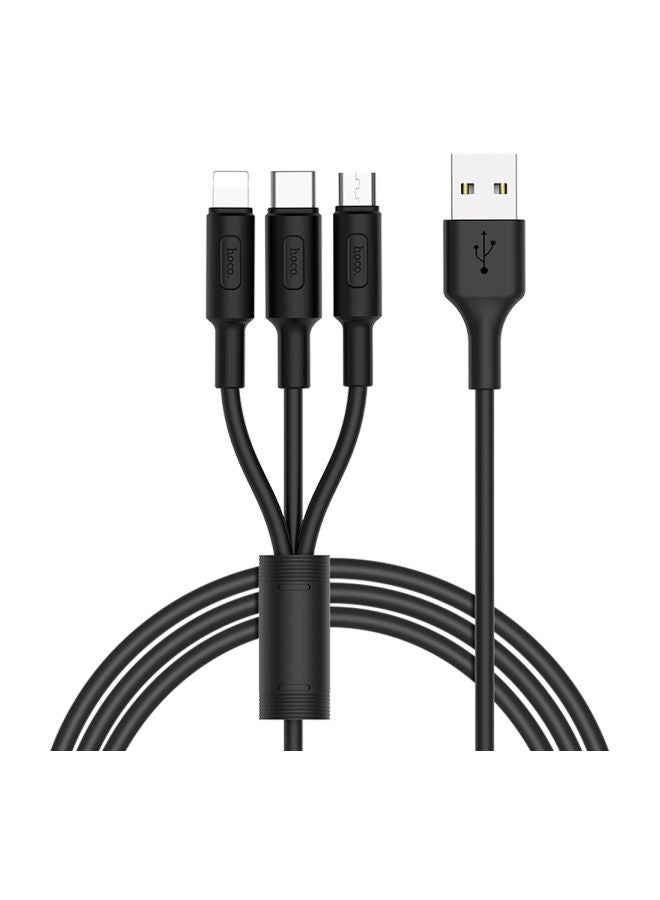 كابل شحن 3 في 1 بمنفذ USB أسود - Image 3