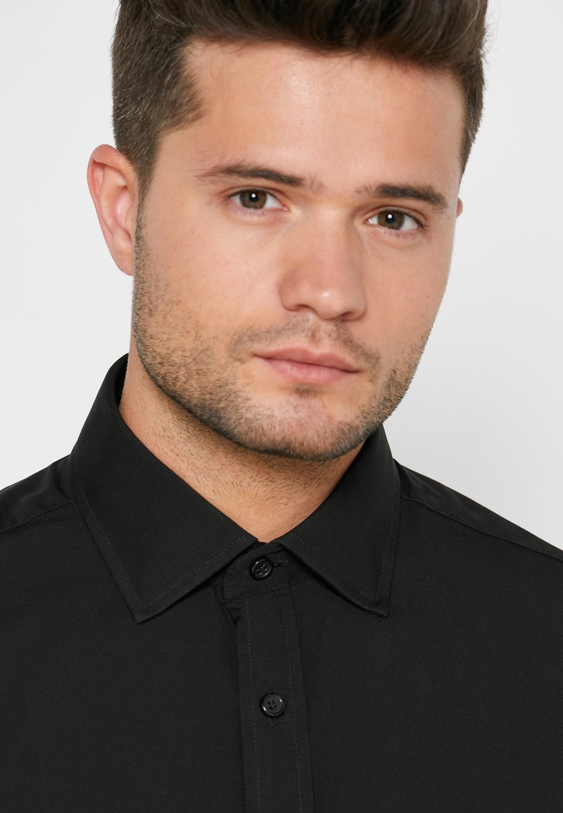 T.M Lewin Button Cuff Slim Fit Shirt black - Image 4