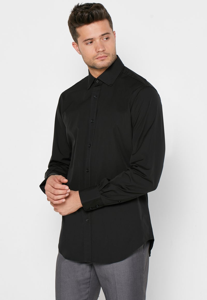 T.M Lewin Button Cuff Slim Fit Shirt black - Image 3