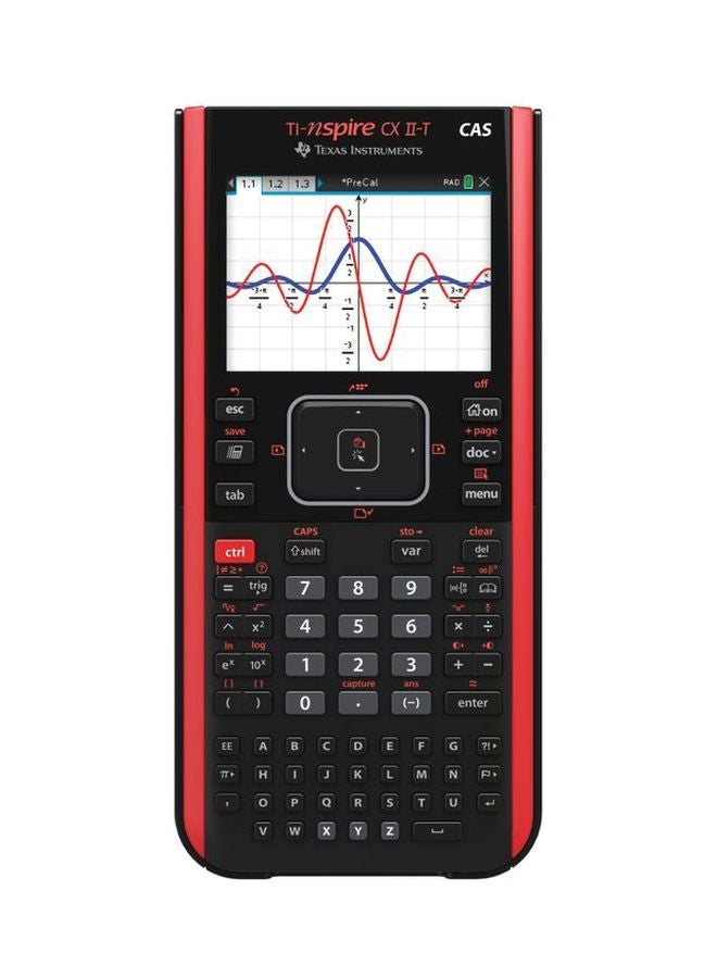 Texas - TI-Nspire CX-II-T-CAS Graphing Calculator Black/Red - Image 1
