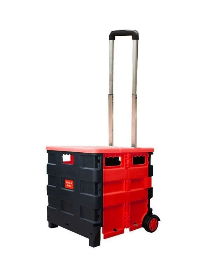 Two Wheeled Collapsible Shopping Cart With Lid Black/Red 14.96x12.99x14.17inch - Image 1