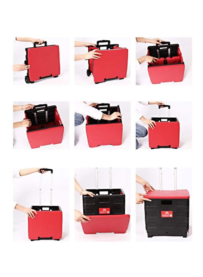 Two Wheeled Collapsible Shopping Cart With Lid Black/Red 14.96x12.99x14.17inch - Image 4