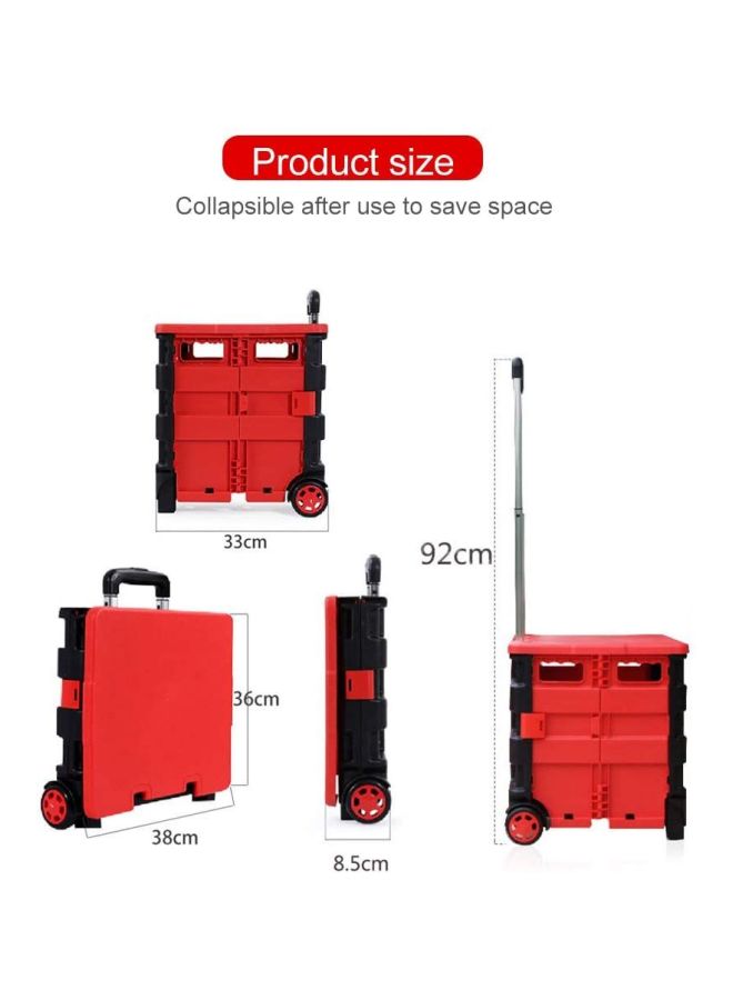 Two Wheeled Collapsible Shopping Cart With Lid Black/Red 14.96x12.99x14.17inch - Image 5