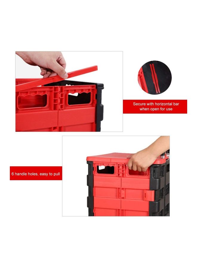 Two Wheeled Collapsible Shopping Cart With Lid Black/Red 14.96x12.99x14.17inch - Image 3