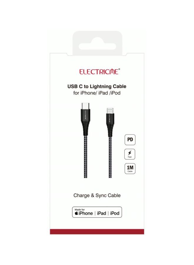 Generic - USB C To Lightning Charging Cable For Apple iPhone/iPad/iPod Black - Image 1