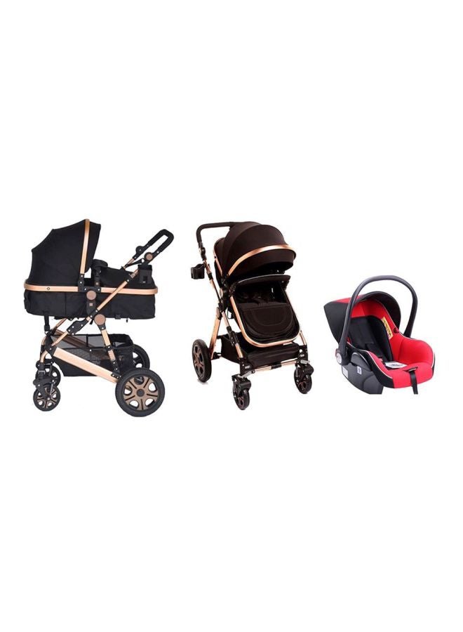 Pikkaboo - 4-In-1 Luxury Stroller Travel System - Black/Red - Image 1