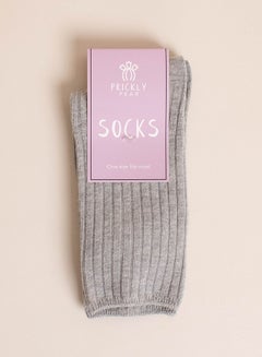 Prickly Pear Ribbed Crew Boot Socks Grey  - Image 1