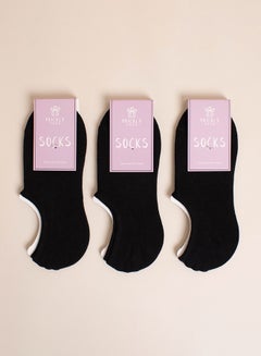 Prickly Pear Pack Of 3 Basic No Show Non Slip Ankle Socks Black  - Image 1