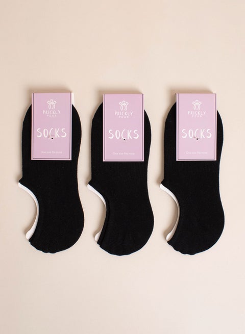 Pack Of 3 Basic No Show Non Slip Ankle Socks Black