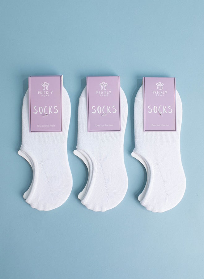 Prickly Pear Pack Of 3 Basic No Show Non Slip Ankle Socks White  - Image 1