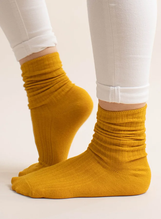 بريكلي بير Ribbed Crew Boot Socks Yellow أصفر