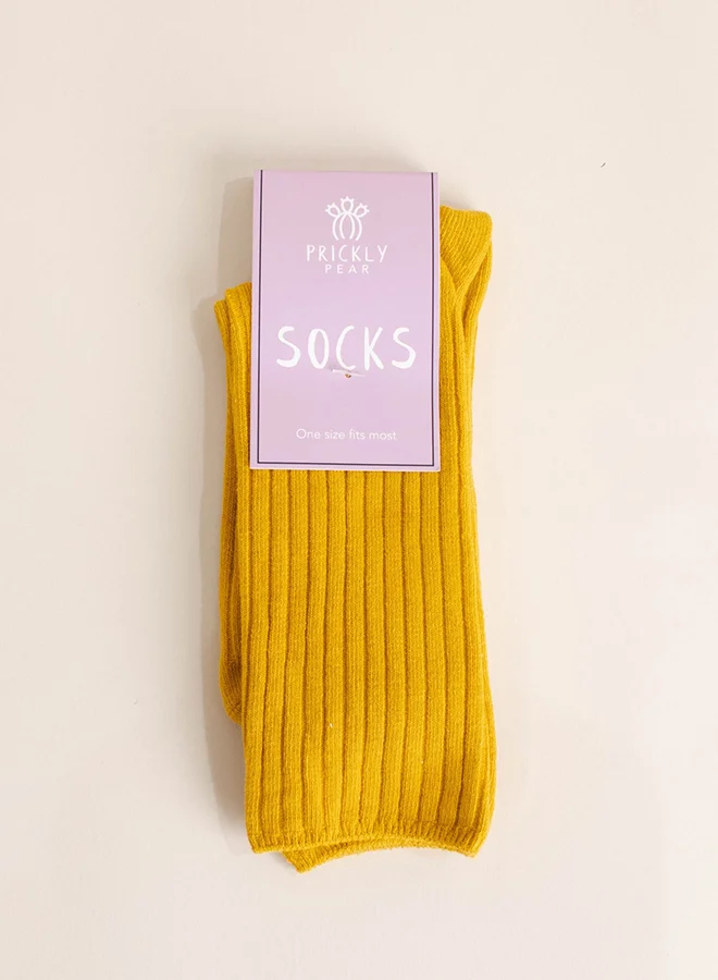 بريكلي بير Ribbed Crew Boot Socks Yellow أصفر