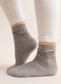 Prickly Pear Ribbed Crew Boot Socks Grey  - Image 2