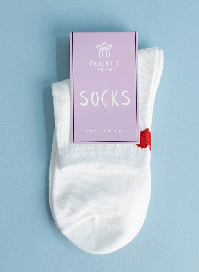 Prickly Pear Pack Of 2 Ankle Socks With Red Heart White
