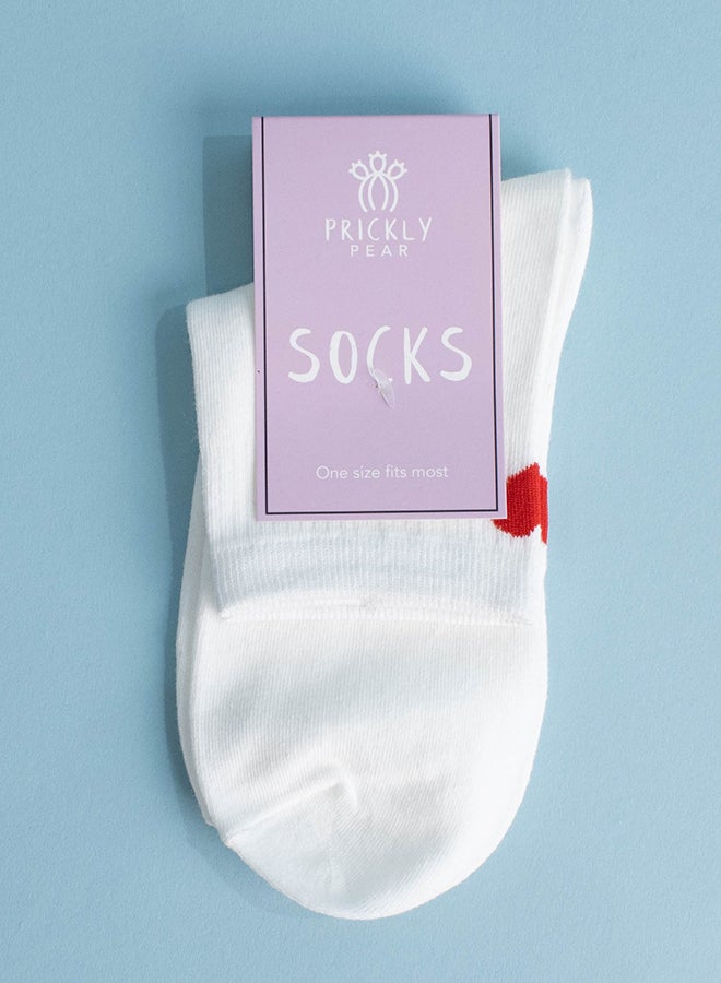 Prickly Pear Pack Of 2 Ankle Socks With Red Heart White  - Image 1