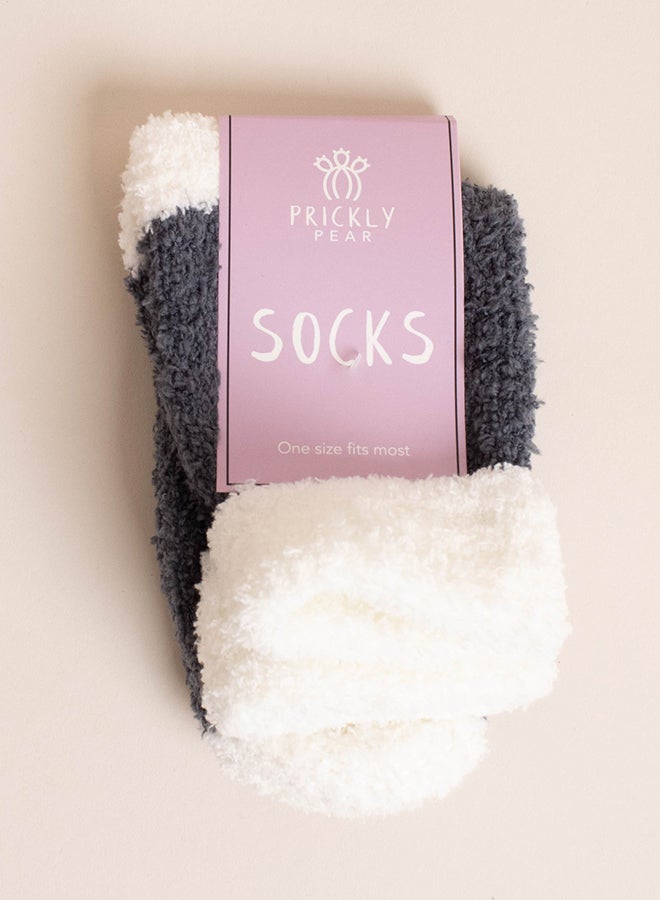 Prickly Pear Cozy Slipper Socks Grey  - Image 1