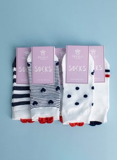 Prickly Pear Pack Of 5 Printed With Red Heart Ankle Socks Mixed  - Image 1