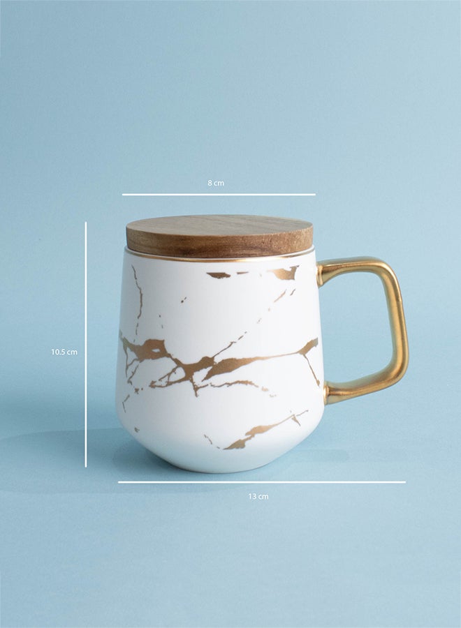 Prickly Pear Ceramic Marble Coffee Mug With Wood Coaster White - Image 4