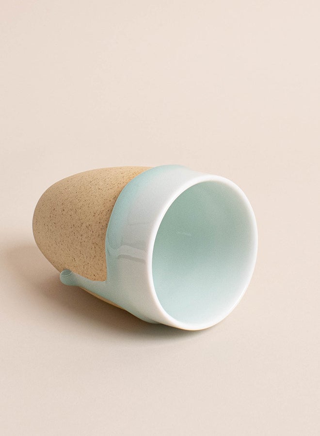 Prickly Pear Ceramic Coffee Cup With Glazed Detail Blue/Beige  - Image 3