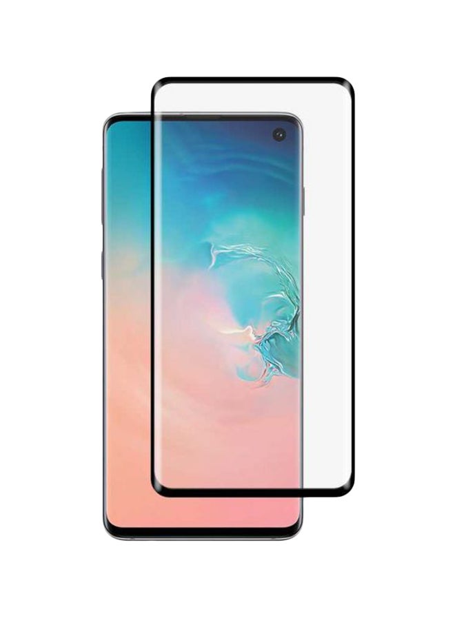 لاصقة حماية للشاشة منحنية بحافة ثلاثية الأبعاد لهاتف سامسونج جالاكسي S10 شفاف/ أسود