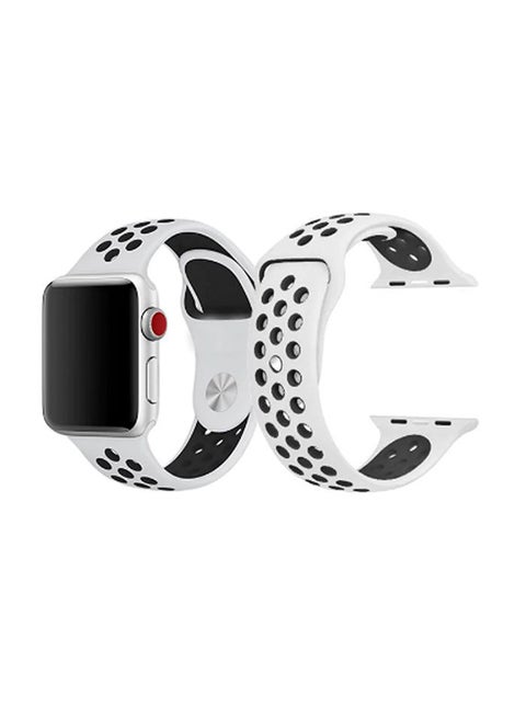Replacement Sport Silicone Wristband For Apple Watch White/Black