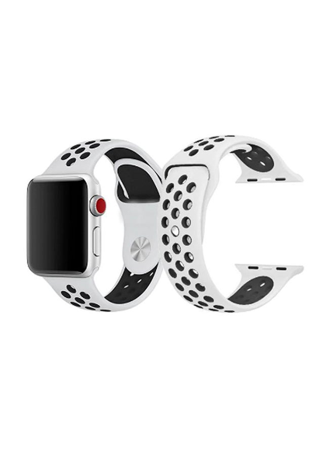 Replacement Sport Silicone Wristband For Apple Watch White/Black