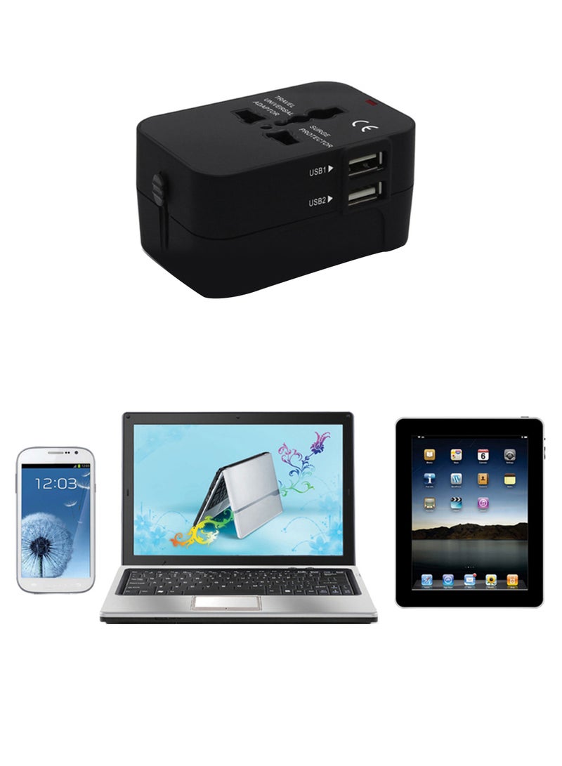 ماركة غير محددة محول قابس طاقة بمنفذ USB مزدوج أسود  - Image 2