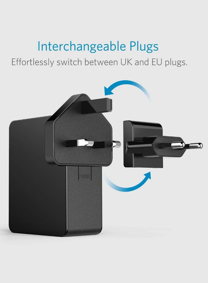 Anker - 4-Port Usb Plug Adapter With Uk And Eu Black - Image 1